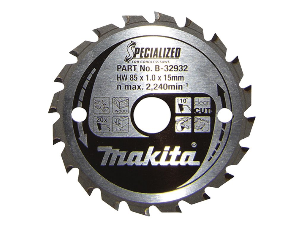 MAKITA SPECIALIZED Kreissägeblatt 85x15x20Z B-32932 Durchmesser: 85 mm Dicke:0. MAKITA SPECIALIZED Kreissägeblatt 85x15x20Z B-32932 Durchmesser: 85 mm Dicke:0.