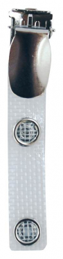 Ausweisclip / Metallclip / Hosenträgerclip / Befestigungsclip, passend für Ausweishalter Kartenhalter mit Langloch, textilverstärkte Lasche, Druckknopf und Clip aus Metall - 10 Stück