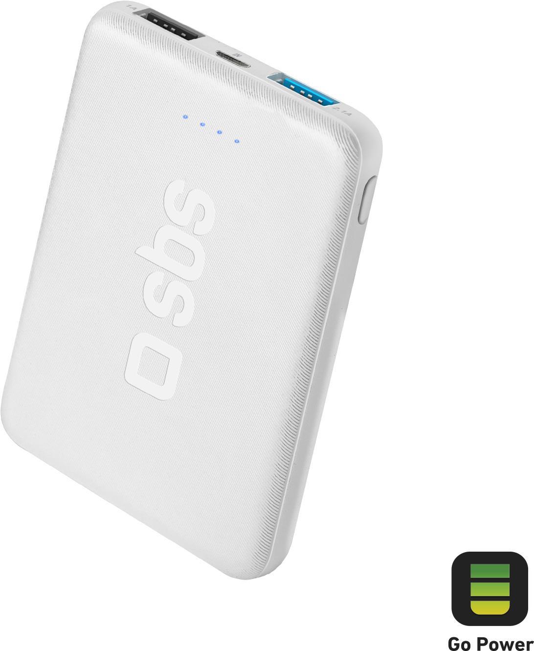 SBS Powerbank Pocket Line 5.000mAh 2xUSB 2.1A white
