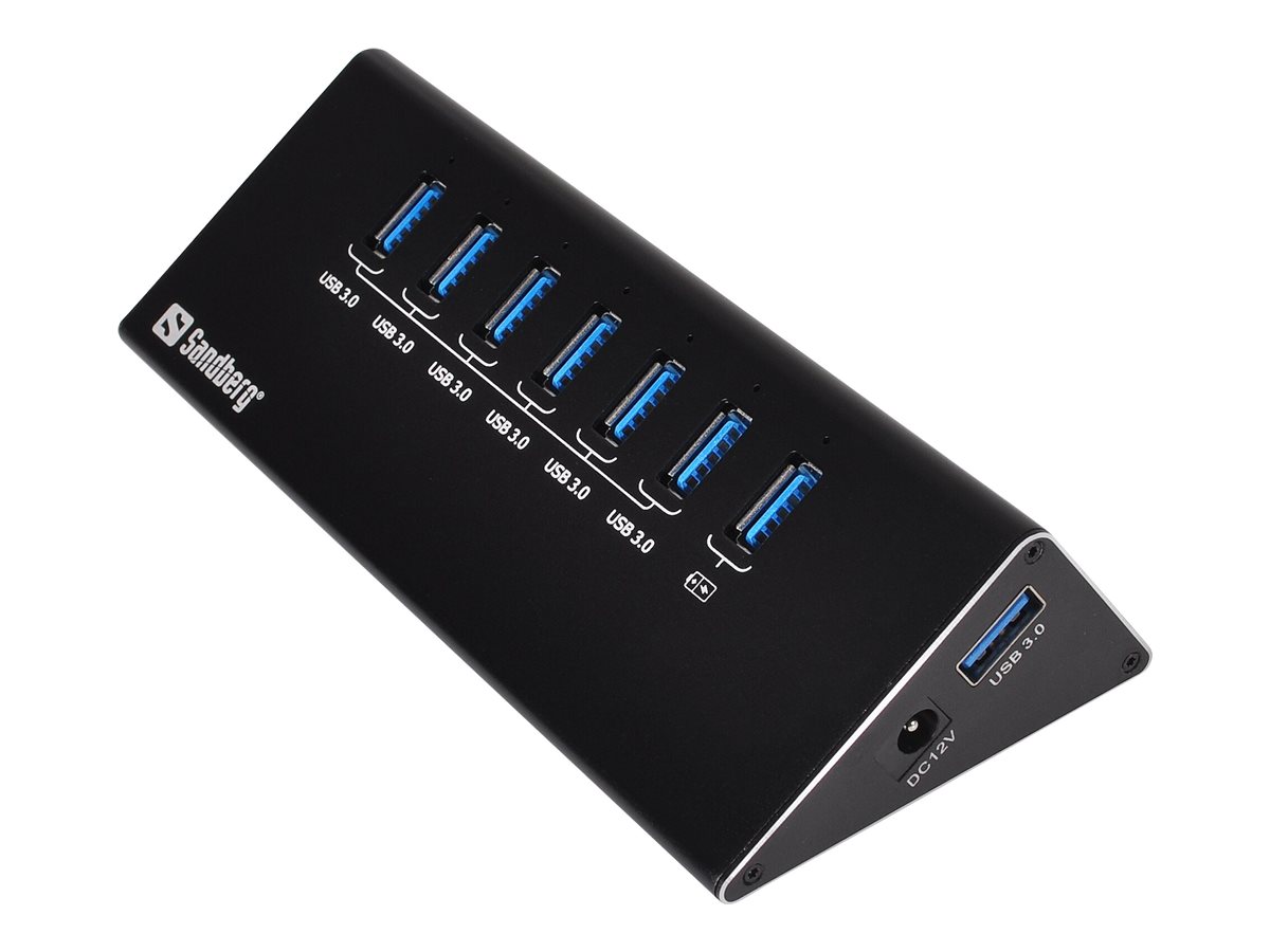 SANDBERG USB 3.0 Hub 7 ports Siebmal USB 3.0 Ausgaenge Ueberlastungsschutz 1m U
