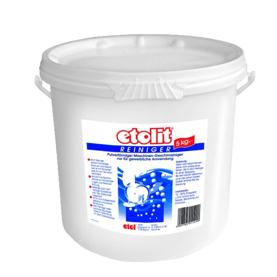 etolit Reiniger | 5 kg pulverförmiger, bleichend, mildalkalischer Geschirrreiniger für haushaltsähnliche Geschirrspülmaschinen - nur für gewerbliche Anwendung - etolit Reiniger | 5 kg pulverförmiger, bleichend, mildalkalischer Geschirrreiniger für haushaltsähnliche Geschirrspülmaschinen - nur für gewerbliche Anwendung -