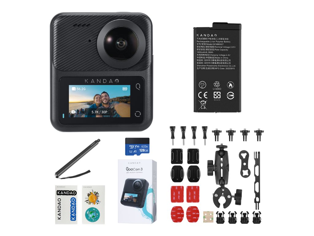 KANDAO QooCam 3 360° Action Camera - Motorcycle Combo