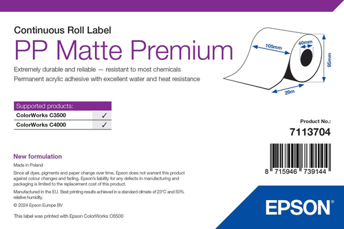 EPSON PP Matte Premium, Continuous, Etikettenrolle