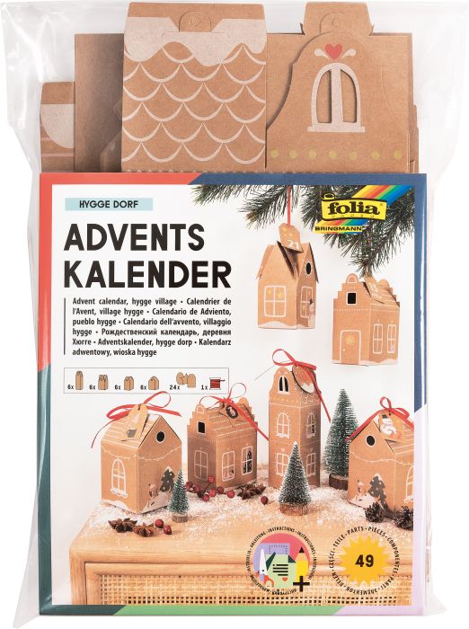 folia Adventskalender-Set HYGGE DORF, 49-teilig