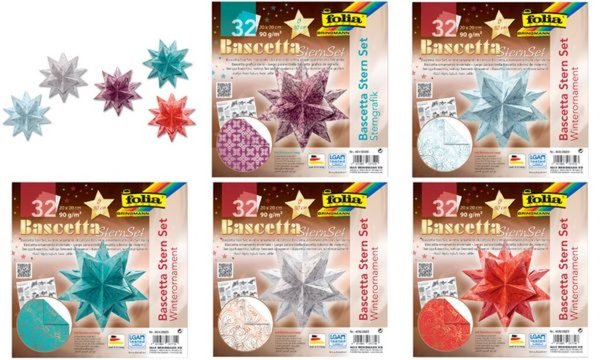 folia Faltblätter Bascetta-Stern, t ürkis / bedruckt (57905241)