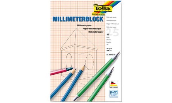 folia Millimeterpapier-Block, DIN A 3, 80 g/qm, 25 Blatt (57906090)