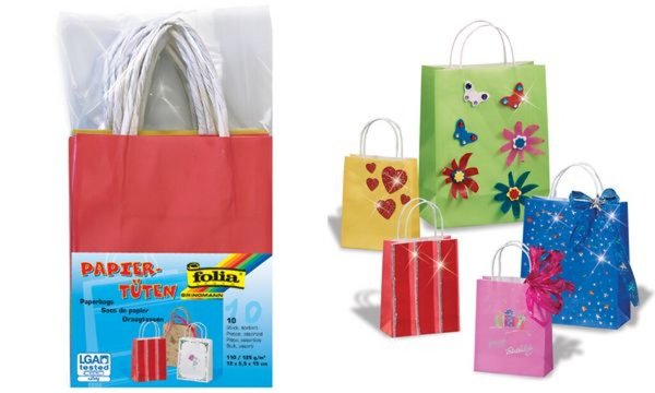 folia Papiertüten, Kraftpapier, 120 x 55 x 150 mm, sortiert (57905103)