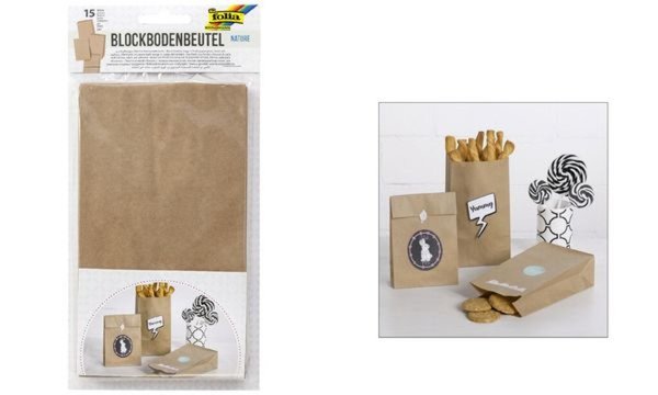 folia Papiertüten mit Blockboden, 1 20 x 60 x 210 mm, natur (57906025)