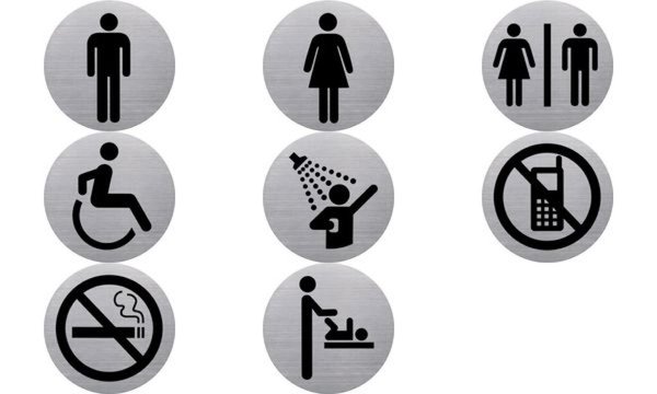 helit Piktogramm the badge WC-Dam en, rund, silber (5690765)