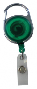 JOJO – Ausweishalter Ausweisclip Schlüsselanhänger runde Form Metallumrandung Druckknopfschlaufe Farbe transparent grün - 10 Stück