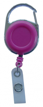 JOJO – Ausweishalter Ausweisclip Schlüsselanhänger runde Form Metallumrandung Druckknopfschlaufe Farbe pink- 10 Stück
