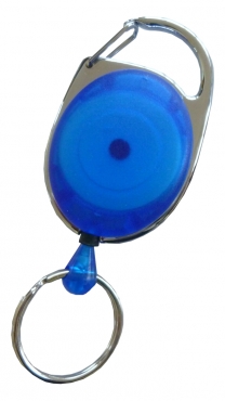 JOJO – Ausweishalter Ausweisclip Schlüsselanhänger ovale Form, Metallumrandung Schlüsselring, Farbe transparent blau - 100 Stück