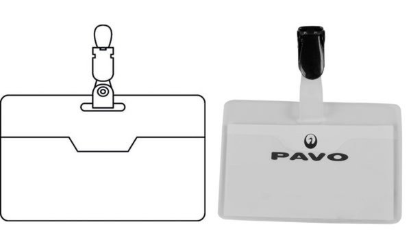 pavo Namensschild, mit Clip, 60 x 9 0 mm, transparent (7300009)