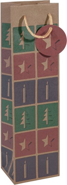 sigel Weihnachts-Flaschentüte "Cut-out style", Kraftkarton
