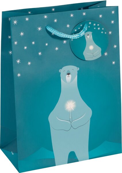 sigel Weihnachts-Geschenktüte "Polar bear with candle",klein