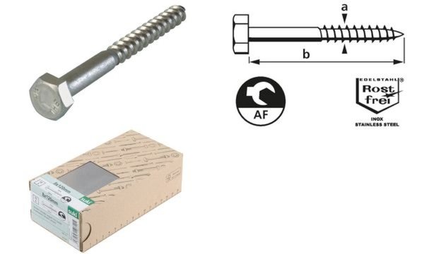 suki. Schlüsselschraube, Edelstahl, 10x80 mm, 10 Stück (11660343)