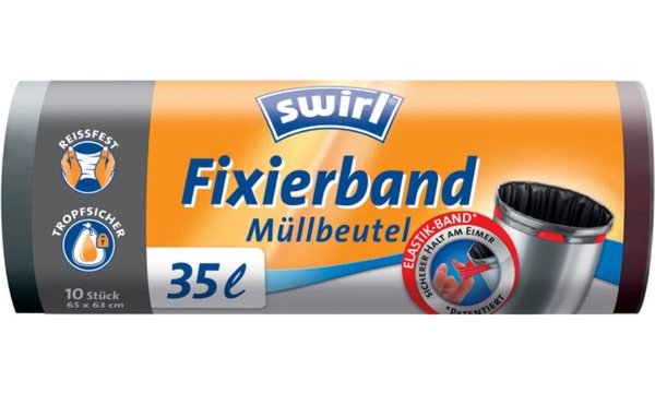 swirl Mülleimerbeutel, mit Fixierba nd, schwarz, 60 Liter (9509627)