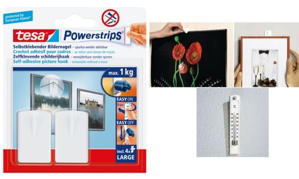tesa Powerstrips Bilder-Nagel, weiß , Haltekraft: max. 1 kg (8756187)