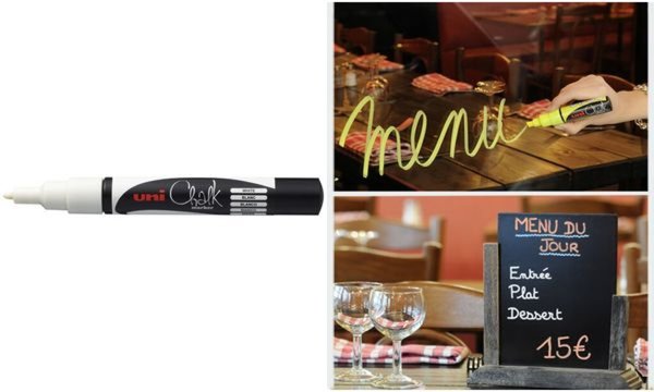 uni-ball Kreidemarker Chalk PWE-3MS , weiß, Rundspitze (5652544)
