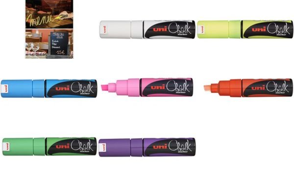 uni-ball Kreidemarker Chalk PWE-8K, neon-pink, Keilspitze (5654372)