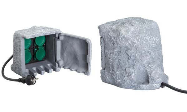 uniTEC Garten-Steckdosenverteiler Steinoptik, 4-fach (11580103)