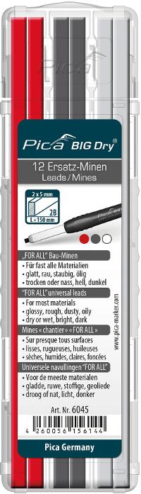 Image PICA-MARKER BIG DRY Minen-Set FOR ALL Rot/Graphit/Weiss