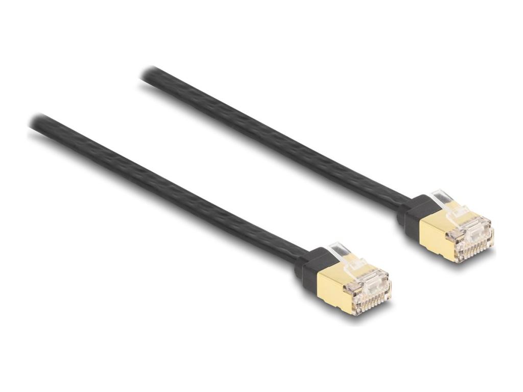 Image DELOCK RJ45 Aufrollkabel Cat.6A STP 1,5 m schwarz / gelb