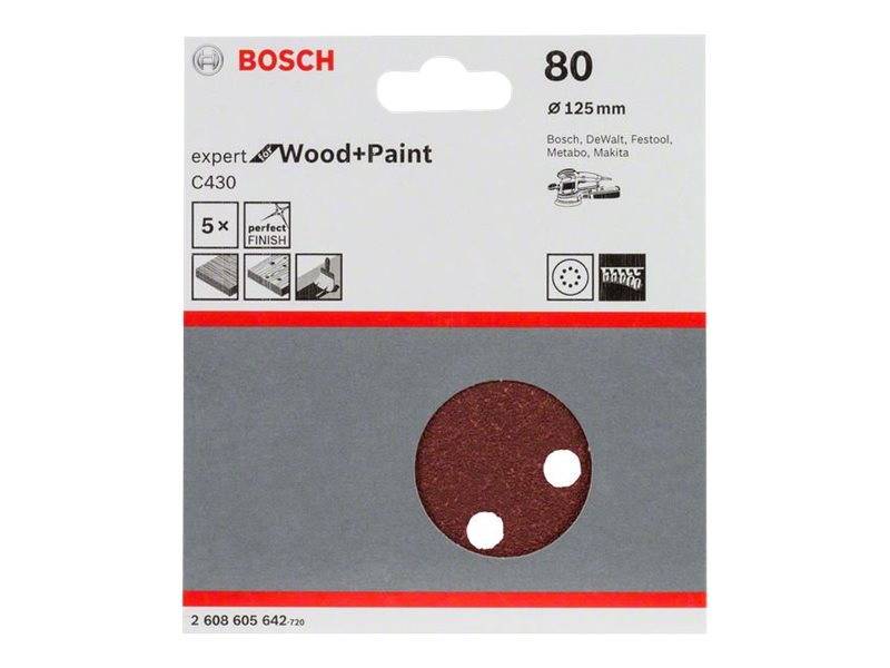 Image BOSCH Exzenterschleifpapier mit Klett, gelocht Körnung 80 (Ø) 125 mm Bosch Expe