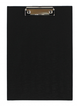 Image Klemmbrett / Schreibplatte / Klemmplatte A4 economy aus Graupappe, mit PVC-Folien-Überzug, mit Drahtbügelklemme, leinengeprägt, Farbe: schwarz - 1 Stück