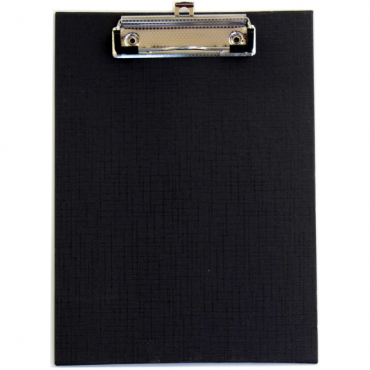 Image Klemmbrett / Schreibplatte / Klemmplatte economy aus Graupappe, A5, mit PVC-Folien Überzug, mit Drahtbügelklemme, leinengeprägt, Farbe: schwarz - 1 Stück