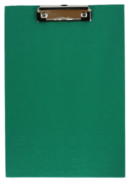 Image Klemmbrett / Schreibplatte / Klemmplatte A4 economy aus Graupappe, mit PVC-Folien-Überzug, mit Drahtbügelklemme, leinengeprägt, Farbe: grün - 1 Stück