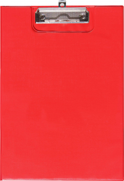 Image Klemmbrettmappe / Schreibmappe / Clipboard-Mappe A4 economy aus Graupappe, mit PVC-Folien Überzug, mit Drahtbügelklemme und Vorderdeckel, leinengeprägt, Farbe: rot - 1 Stück