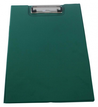 Image Klemmbrettmappe / Schreibmappe / Clipboard-Mappe A4 economy aus Graupappe, mit PVC-Folien Überzug, mit Drahtbügelklemme und Vorderdeckel, leinengeprägt, Farbe: grün - 1 Stück