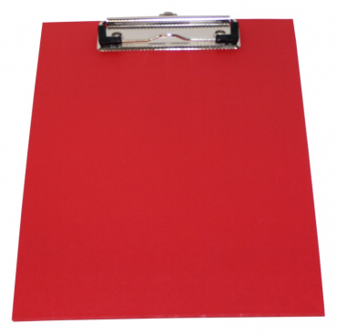 Image Klemmbrett / Schreibplatte / Klemmplatte economy aus Graupappe, A5, mit PVC-Folien Überzug, mit Drahtbügelklemme, leinengeprägt, Farbe: rot - 1 Stück