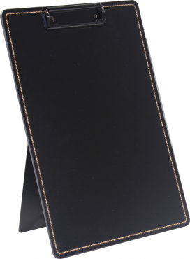 Image Klemmbrett Aufsteller / Präsentationsklemmbrett / Standklemmbrett, A4, genäht, aus PP, mit Klemmmechanik, mit Aufstellfunkion, Farbe: schwarz – 1 Stück