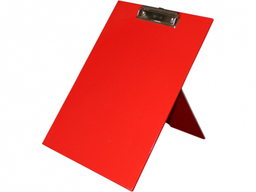 Image Klemmbrett Aufsteller / Präsentationsklemmbrett / Standklemmbrett, A4, aus Karton, mit Klemmmechanik, mit Aufstellfunkion, Farbe: Rot – 1 Stück