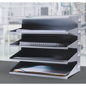 Image DURABLE Sortierstation Business, 5 Fächer, grau aus pulverbeschichtetem Stahl, 