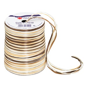 Image PRÄSENT Geschenkband Raffia matt braun/creme 3,0 mm x 50,0 m