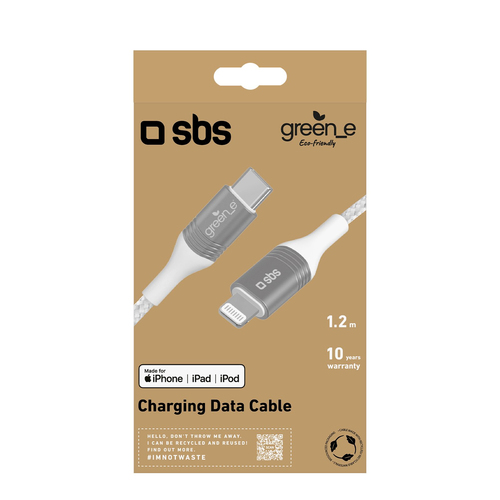 Image SBS GreenLine USB-C auf Lightning Kabel 1.2m MFi weiß - Kabel - Digital/Daten (
