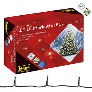 Image Idena 80er weiße LED Lichterkette grün 16,0 m
