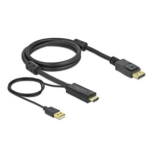 Image DeLOCK HDMI/DisplayPort HDMI-Kabel 4K 30 Hz 1,0 m schwarz