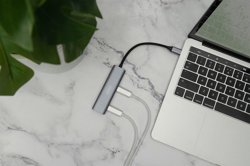 Image DIGITUS 4-Port-USB-Hub 4xC         silber Gen1 15cm Kabel