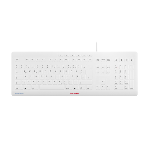 Image CHERRY Keyboard STREAM PROTECT [DE] white grey +++ mit hochwertiger Schutzmembr