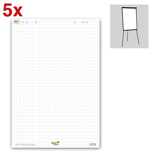 Image Ursus Flipchart-Papier Green kariert 68,0 x 99,0 cm, 20 Blatt, 5 Blöcke