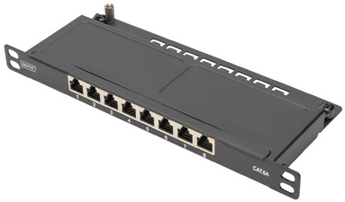 Image DIGITUS 10" Slim Patch Panel Kat.6A, 0,5 HE, geschirmt