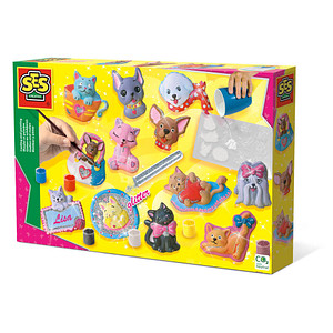 Image SES Creative® Gipsgießen-Set Glitzer Hunde und Katzen mehrfarbig