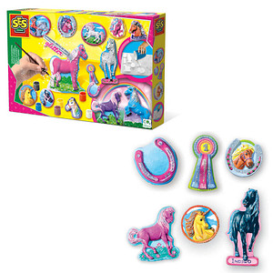 Image SES Creative® Gipsgießen-Set Glitzer Pferde mehrfarbig