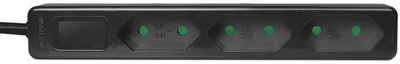 Image LOGILINK LPS229B Steckdosenleiste ohne Schalter 3fach Schwarz Konturenstecker