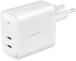 Image LogiLink USB-Steckdosenadapter, 2x USB-C PD, weiß, 40 Watt