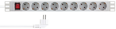 Image LogiLink 19" Steckdosenleiste, 9-fach, mit Schalter, grau